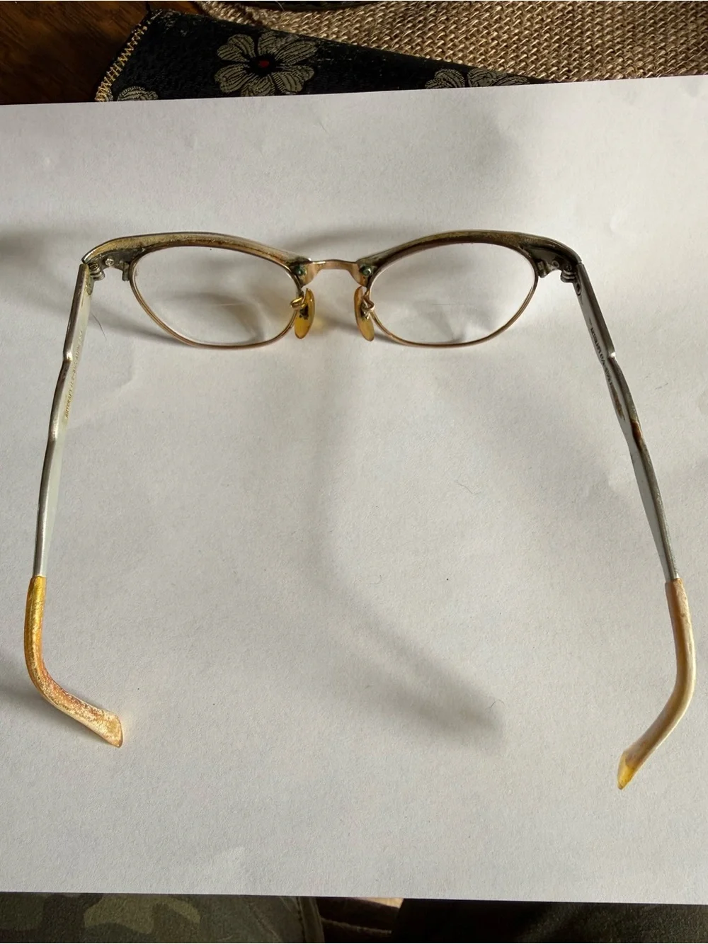 Vintage 1950s ARTCRAFT Cat Eye Eyeglasses Rhinestone Aluminum USA 4¼-5½